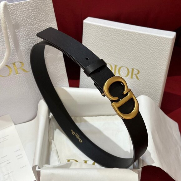 Dior Black Belt with Gold CD Buckle - Picture 1 of 4
